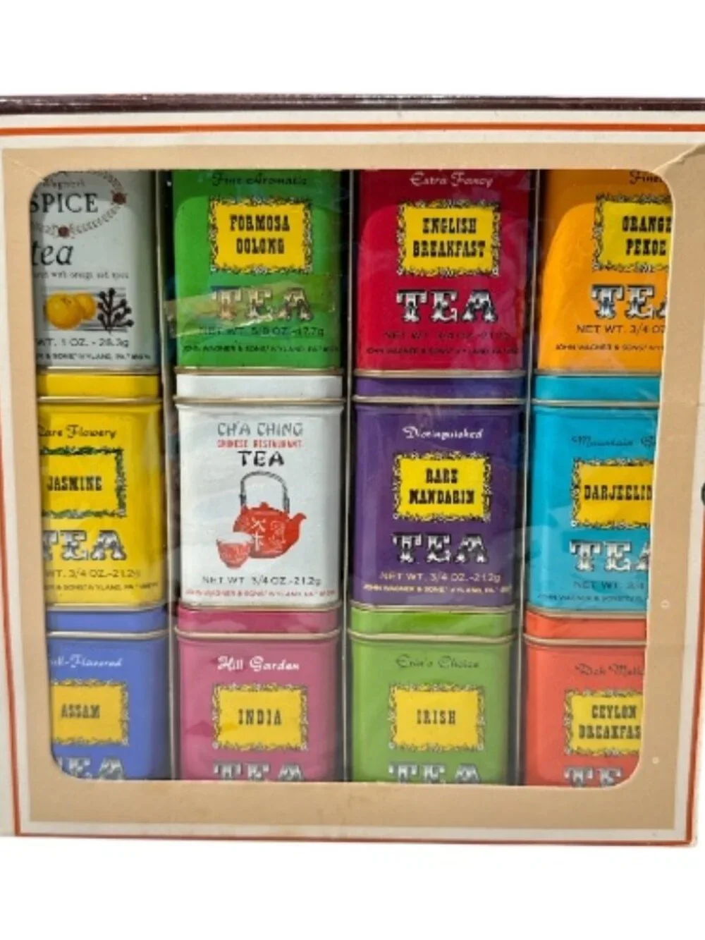 Vintage Mid Century John Wagner & Sons Set of 12 Collectible Tea Tins